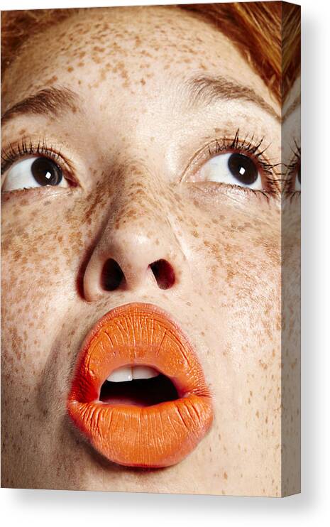 Orange Color Canvas Print featuring the photograph Squashed Face #1 by Mads Perch