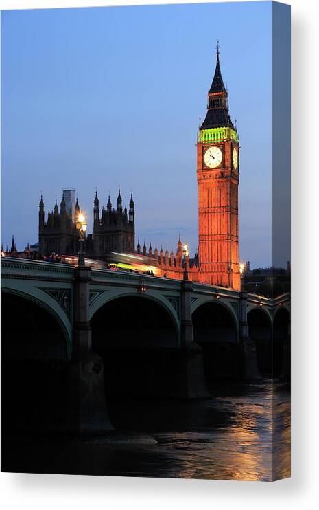 Arch Canvas Print featuring the photograph Twilight View Of Westminster Bridge And #1 by Bruce Yuanyue Bi