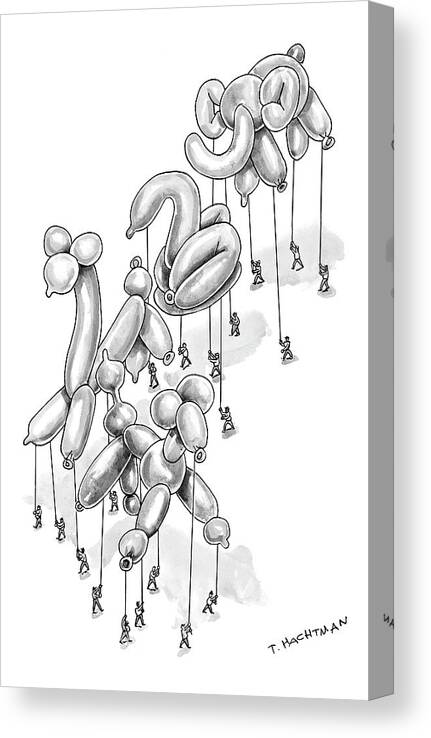 

(parade Of Twisted Balloon Animals.) 120142 Thc Tom Hachtman Canvas Print featuring the drawing New Yorker November 29th, 2004 by Tom Hachtman