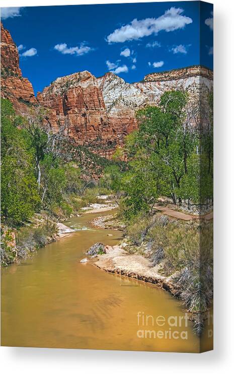 Zion National Parks Canvas Print featuring the photograph Virgin River #2 by Robert Bales