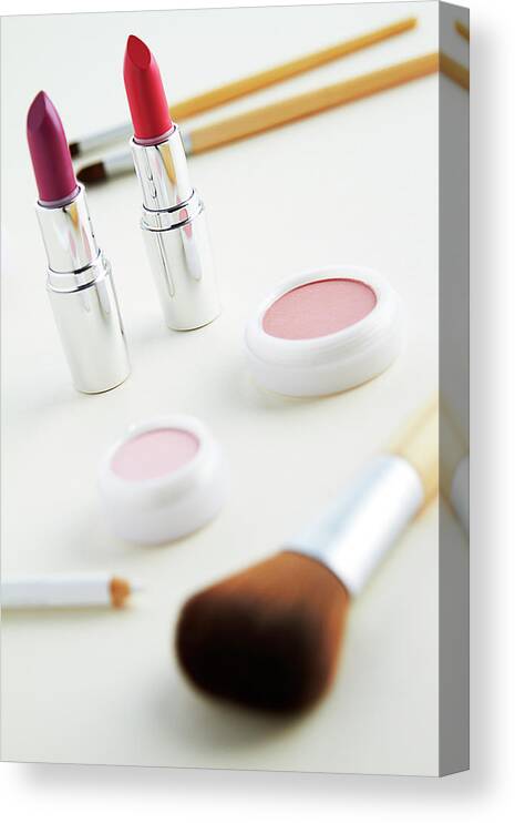 White Background Canvas Print featuring the photograph Still Life Of Beauty Products #18 by Stephen Smith