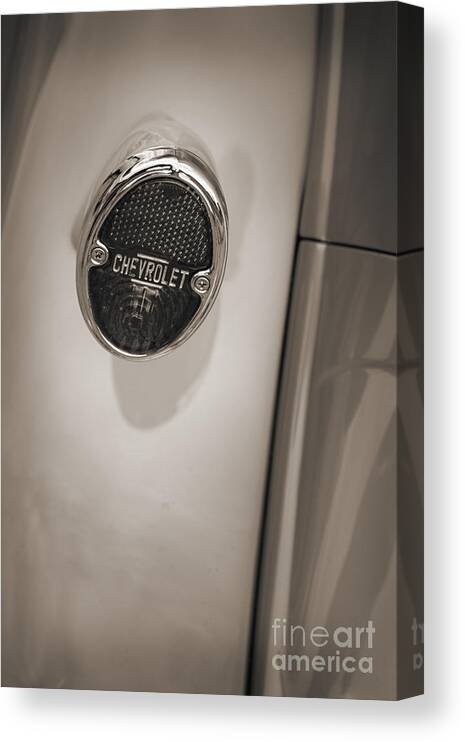 1933 Chevrolet Canvas Print featuring the photograph 1933 Chevrolet Chevy Sedan Classic Car Tail Light in Sepia 3173. by M K Miller