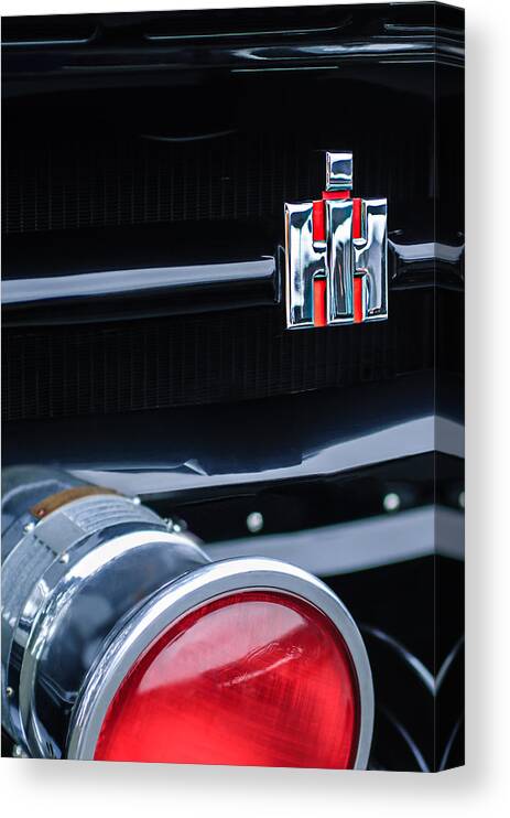 1954 International Harvester R140 Woody Grille Emblem Canvas Print featuring the photograph 1954 International Harvester R140 Woody Grille Emblem by Jill Reger