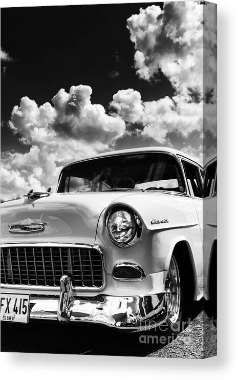 Chevrolet Canvas Print featuring the photograph 1955 Chevrolet Monochrome by Tim Gainey