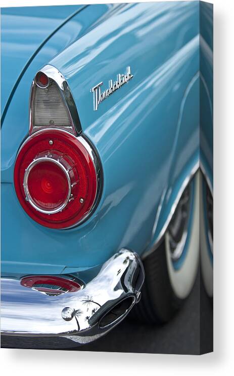 1956 Ford Thunderbird Canvas Print featuring the photograph 1956 Ford Thunderbird Taillight and Emblem by Jill Reger