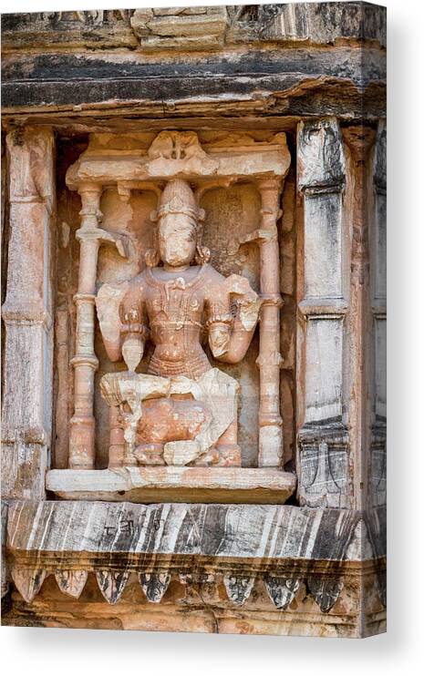 6th Century Canvas Print featuring the photograph Bas Relief Chittaurgarh Citadel 6th #2 by Tom Norring