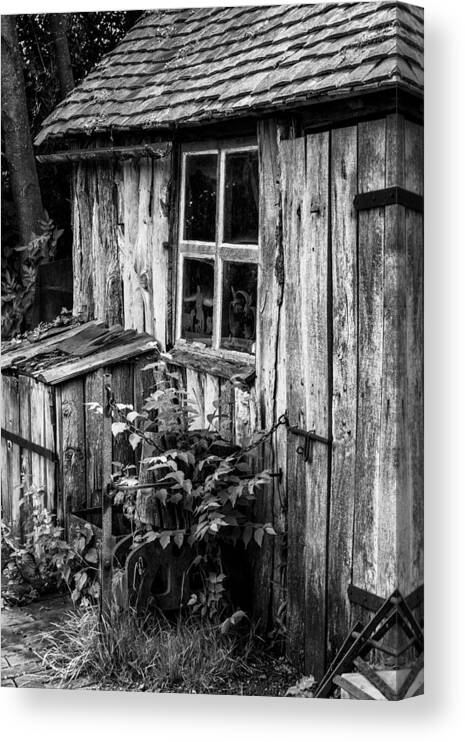 Victorian Canvas Print featuring the photograph Black and white landscape of old blacksmiths workshop in Victori #2 by Matthew Gibson