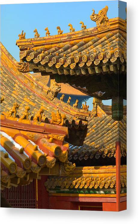 China Canvas Print featuring the photograph China Forbidden City Roof Decoration by Sebastian Musial