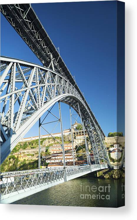 Architecture Canvas Print featuring the photograph Dom Luis Bridge Porto Portugal #2 by JM Travel Photography