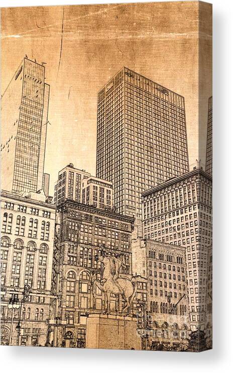 Michigan Avenue Chicago Canvas Print featuring the digital art Grant Park Chicago by Dejan Jovanovic