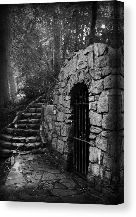 Kelly Hazel Canvas Print featuring the photograph Iron Door in a Garden #2 by Kelly Hazel