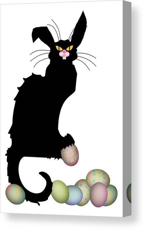 Easter Canvas Print featuring the digital art Le Chat Noir - Easter by Gravityx9 Designs