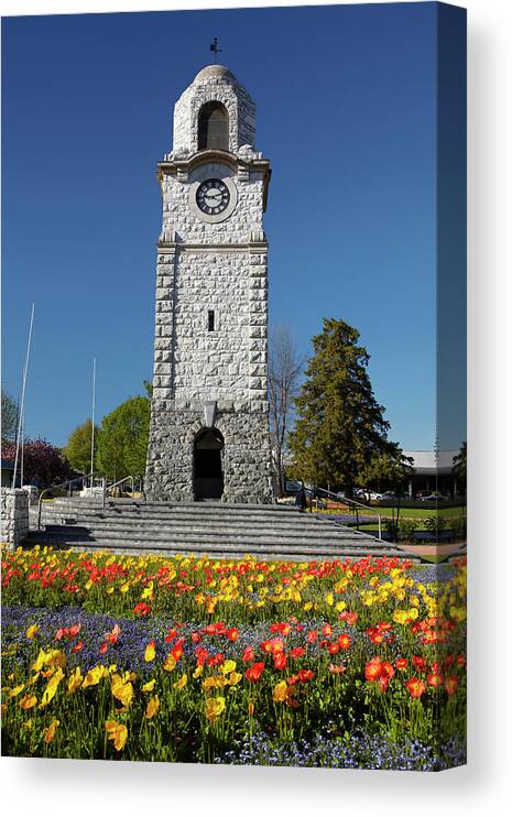 Blenheim Canvas Print featuring the photograph Memorial Clock Tower, Seymour Square #2 by David Wall