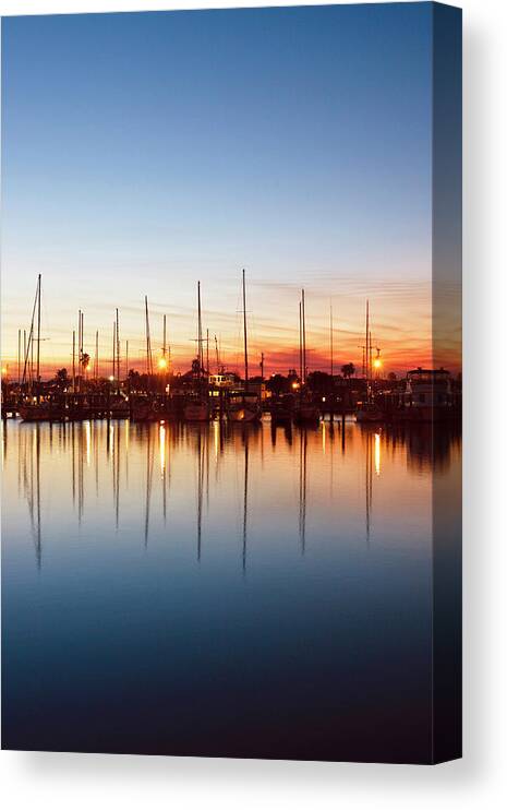 Aransas County Canvas Print featuring the photograph Rockport, Texas Harbor At Sunset #2 by Larry Ditto