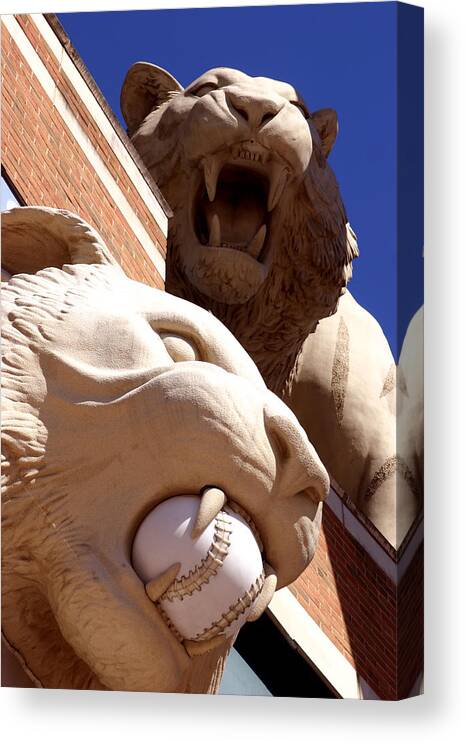 Detroit Canvas Print featuring the photograph 2 Tigers at Comerica Park by John McGraw