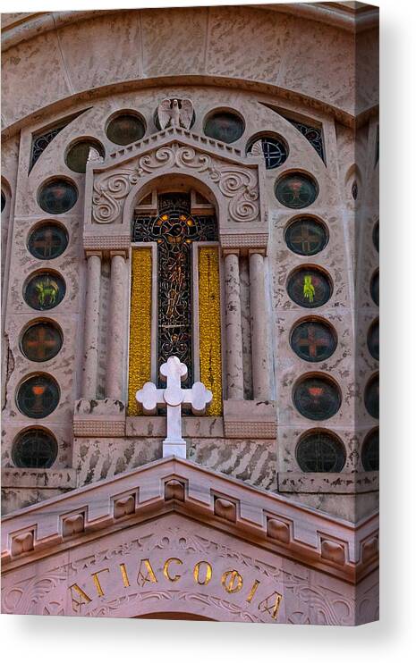 1948 Canvas Print featuring the photograph White Cross at St Sophia by Ed Gleichman