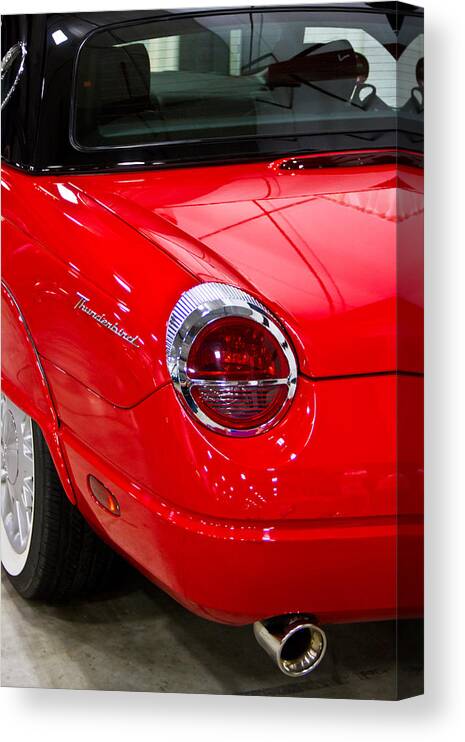 Classic Canvas Print featuring the photograph 2002 Red Ford Thunderbird-rear left by Eti Reid