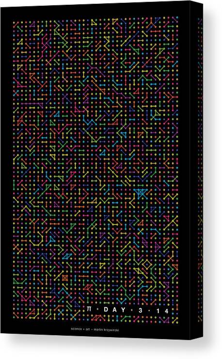 Pi Canvas Print featuring the digital art 2800 digits of Pi by Martin Krzywinski