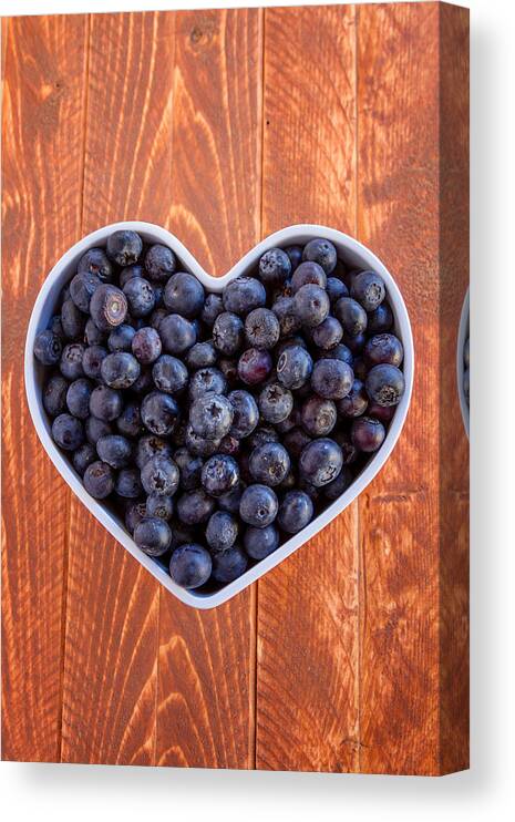 Agriculture Canvas Print featuring the photograph Fresh picked organic blueberries #3 by Teri Virbickis