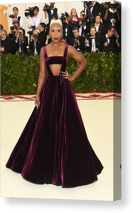 Purple Dress Canvas Print featuring the photograph Heavenly Bodies: Fashion & The Catholic Imagination Costume Institute Gala - Arrivals #3 by Jamie McCarthy