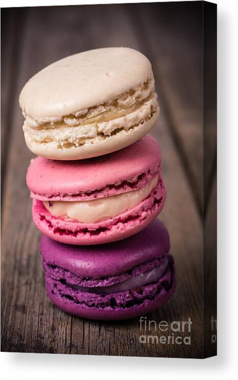 Background Canvas Print featuring the photograph Assorted macaroons vintage #4 by Jane Rix