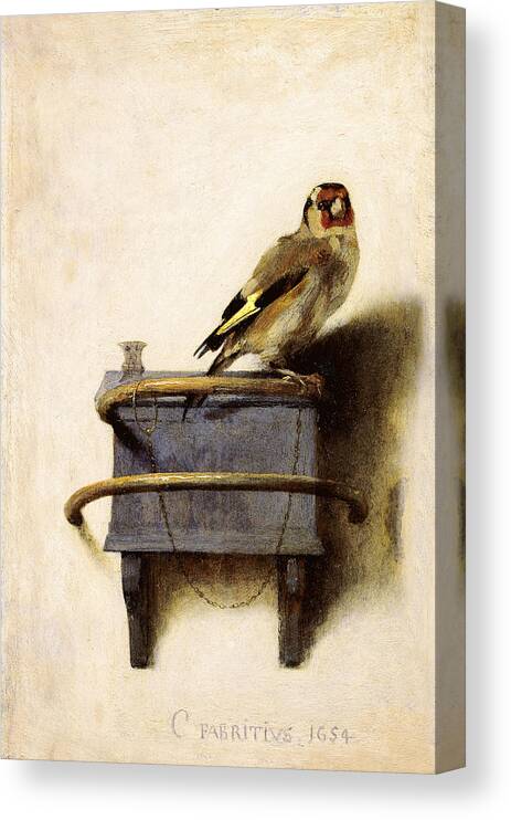The Goldfinch Canvas Print featuring the painting The Goldfinch #9 by Celestial Images