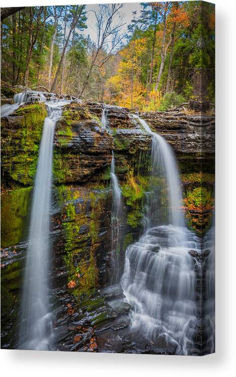 George W. Childs State Park Canvas Print featuring the photograph Waterfalls George W Childs National Park Painted #5 by Rich Franco