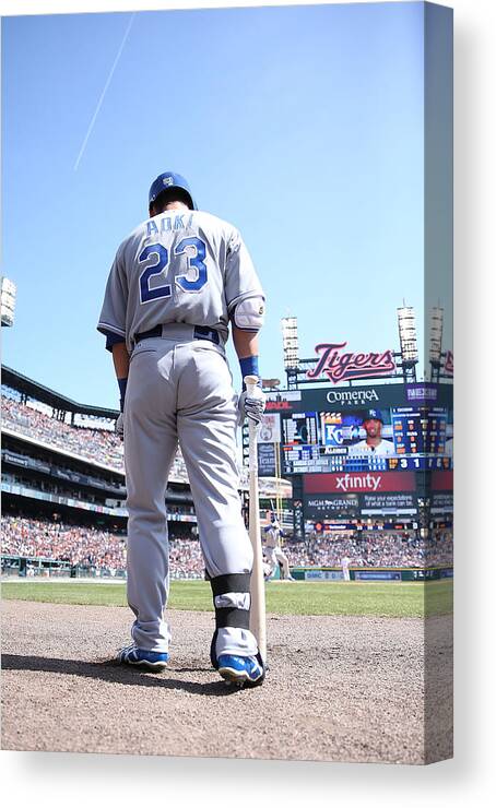 American League Baseball Canvas Print featuring the photograph Kansas City Royals V Detroit Tigers #6 by Leon Halip