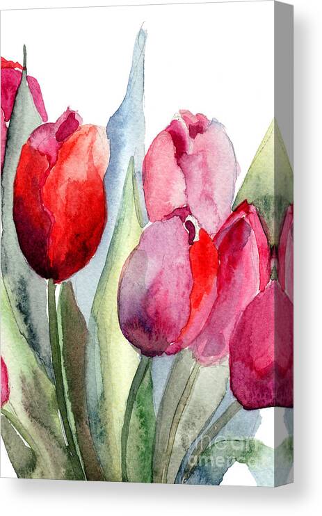 Backdrop Canvas Print featuring the painting Tulips flowers #7 by Regina Jershova