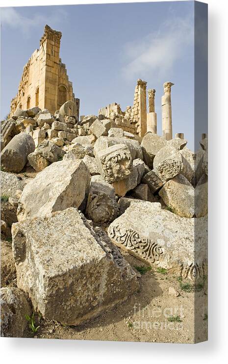 Archeology Canvas Print featuring the photograph Zeus Temple, Gerasa, Jordan #7 by Adam Sylvester