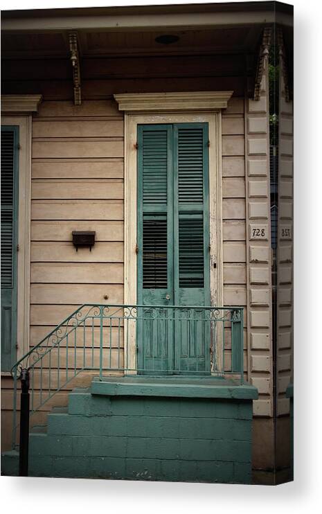 French Quarter Canvas Print featuring the photograph Stoop - French Quarter by Beth Vincent