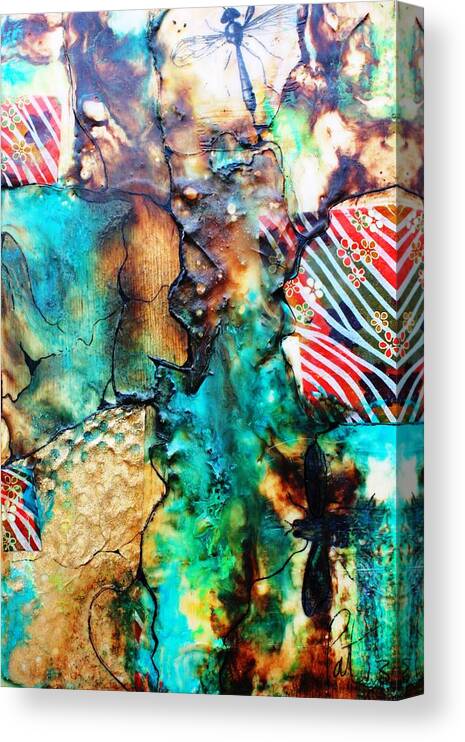 Encaustic Canvas Print featuring the mixed media A Bugs Life by Pat Purdy