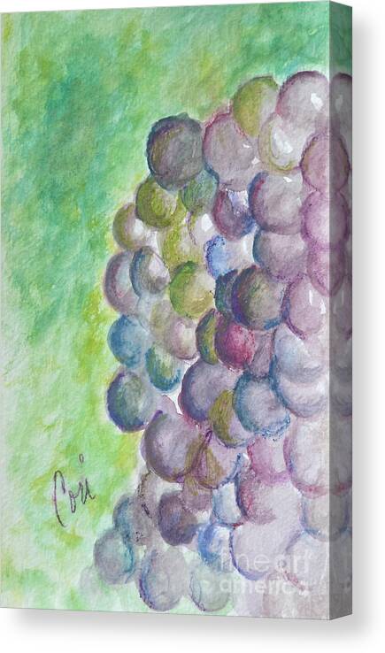 Grapes Canvas Print featuring the painting A Grape Day by Cori Solomon