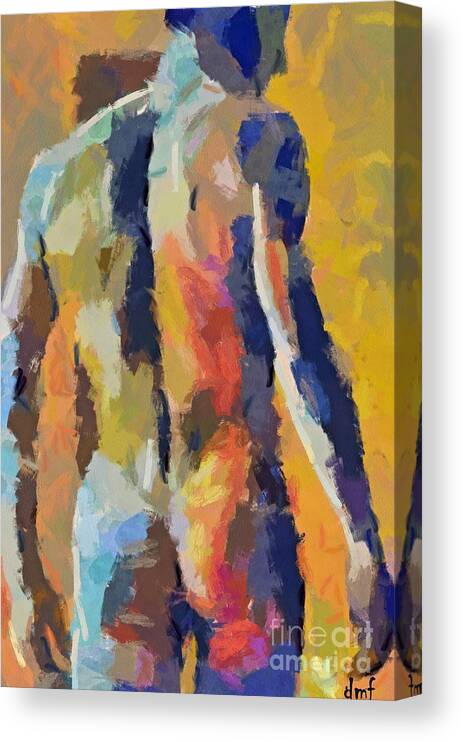 Male Body Builder Canvas Print featuring the painting A male torso by Dragica Micki Fortuna