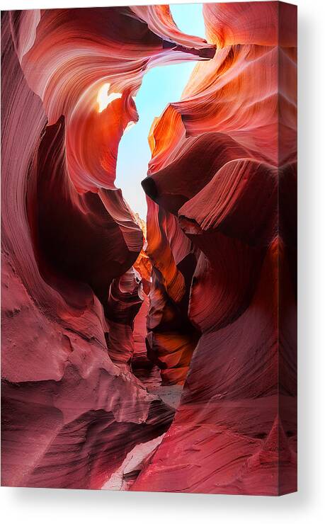 Antelope Canyon Canvas Print featuring the photograph A Path Through Twisted Rock by Jason Chu