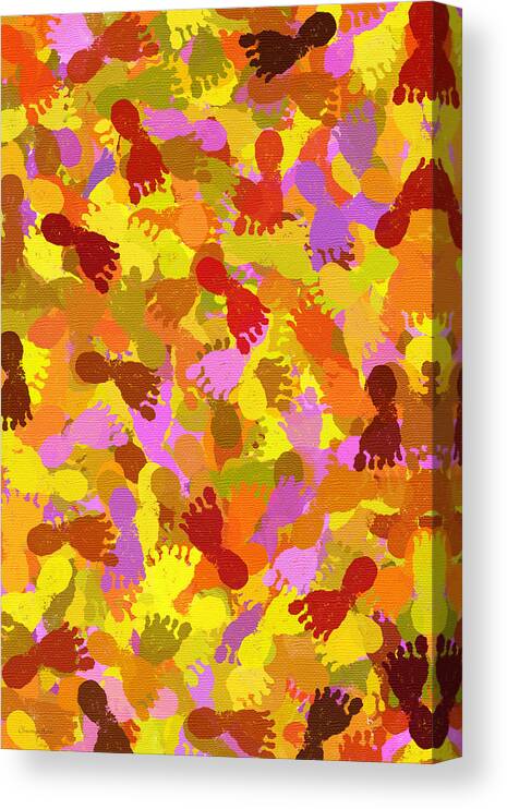 Abstract Canvas Print featuring the mixed media Abstract Footprints by Christina Rollo