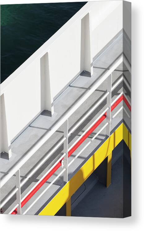 Shadow Canvas Print featuring the photograph Abstract View Of Walkway Bridge by Halfdark