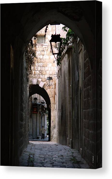 Aleppo Canvas Print featuring the photograph Aleppo alleyway01 by Mamoun Sakkal