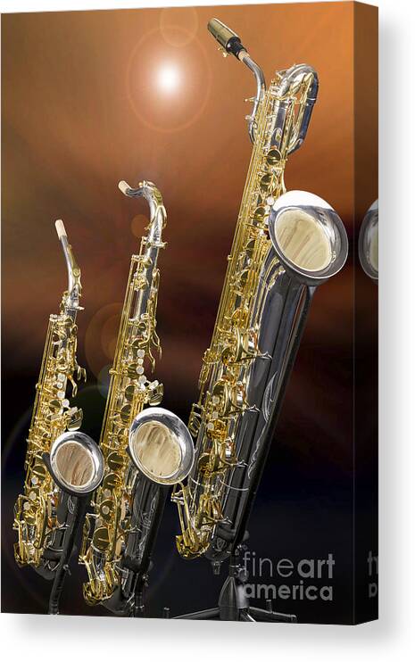 Alto Tenor Baritone Saxophone Photo In Color 3461 02 Canvas Print Canvas Art By M K Miller