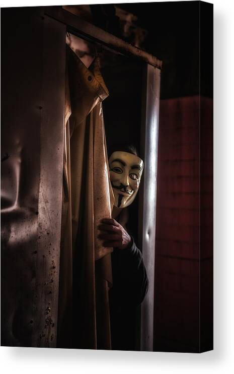 Guy Fawke Canvas Print featuring the photograph Always Watching by Rob Dietrich