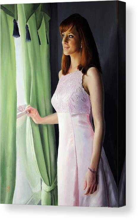 Portrait Paintings Canvas Print featuring the painting Anticipation by Glenn Beasley