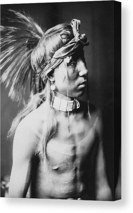 1905 Canvas Print featuring the photograph Apache Indian circa 1905 by Aged Pixel