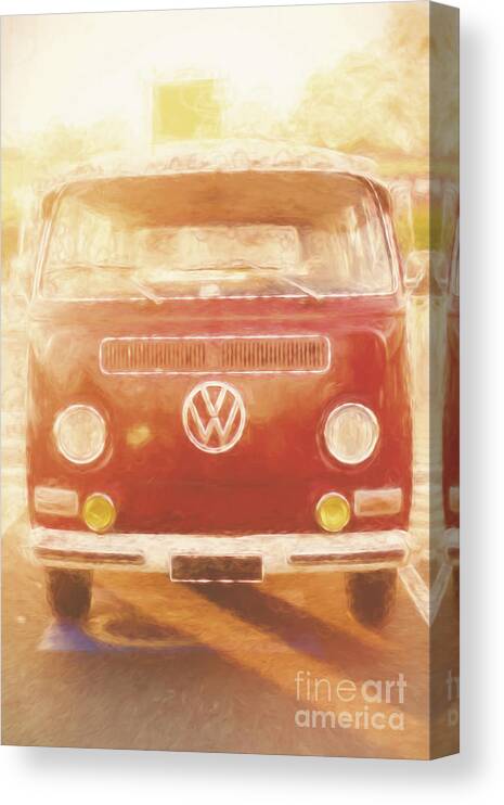 Volkswagen Canvas Print featuring the photograph Artistic digital drawing of a VW Combie campervan by Jorgo Photography