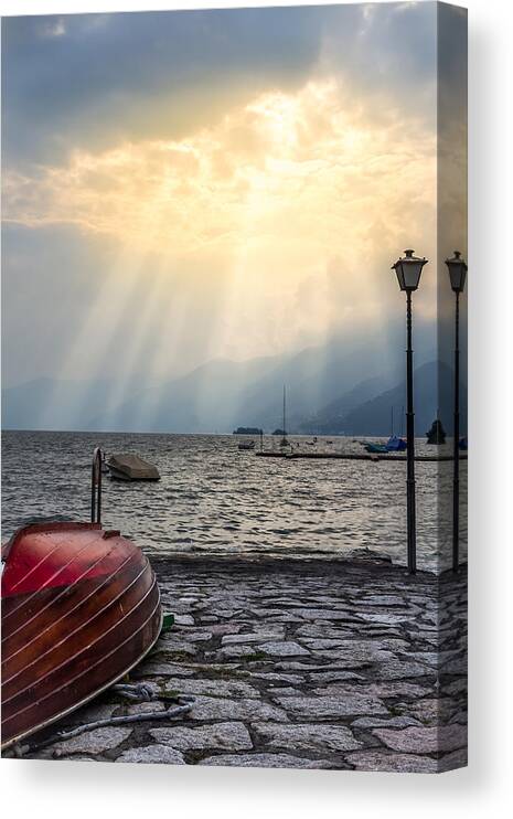 Lake Canvas Print featuring the photograph At the pier by Thomas Nay