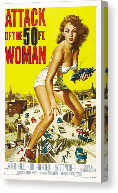 Movie Canvas Print featuring the photograph Attack of the 50 FT Woman Poster by Gianfranco Weiss