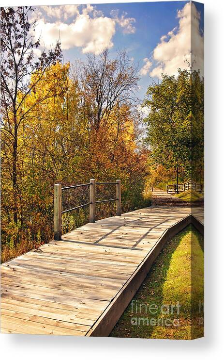 Autumn Picture Canvas Print featuring the photograph Autumn Stroll Fall Portrait by Gwen Gibson