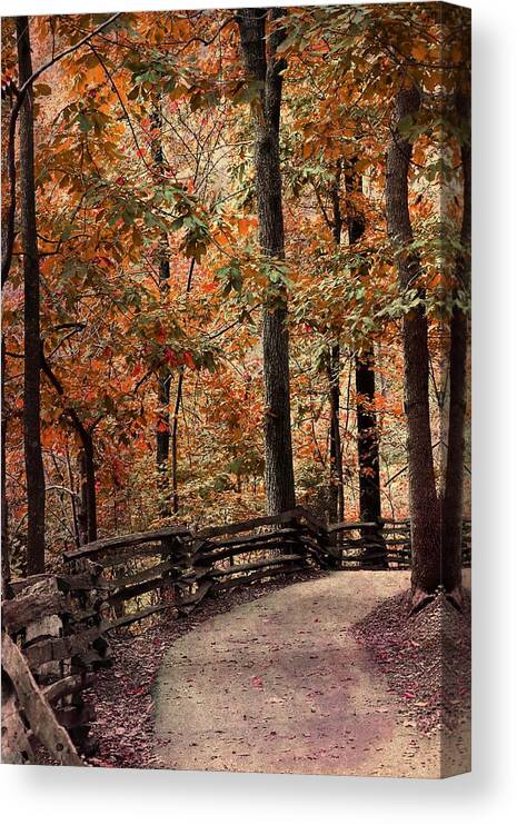 Autumn Canvas Print featuring the photograph Autumn Trail by Deena Stoddard