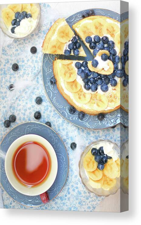 Yokohama Canvas Print featuring the photograph Banana Cake And Tea by Yurif
