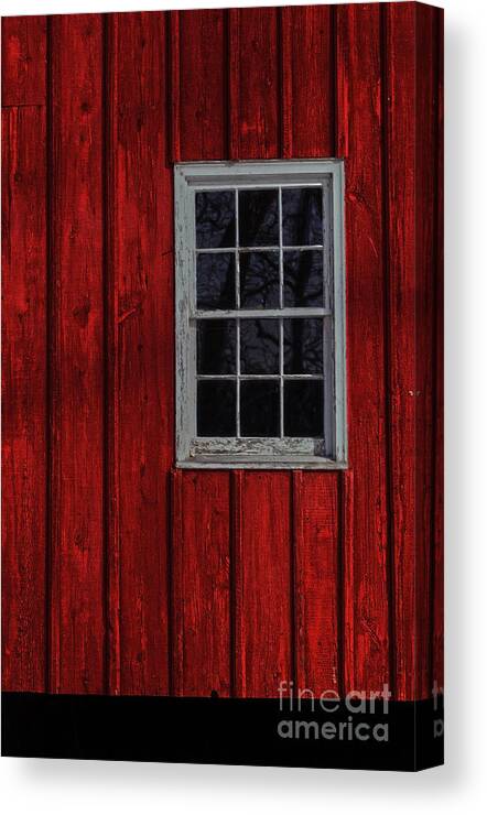Red Canvas Print featuring the photograph Barn Window by Debra Fedchin