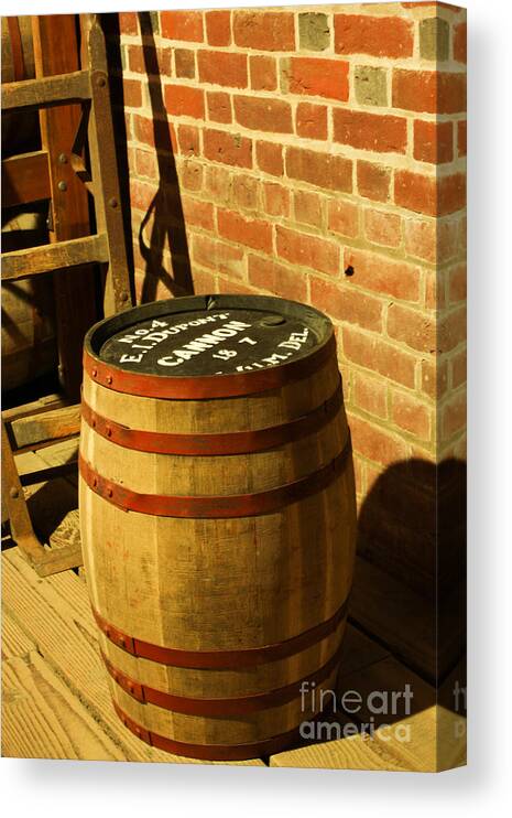 Cannon Powder Canvas Print featuring the photograph Barrel Of Cannon Powder by Suzanne Luft